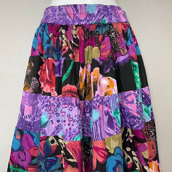 Vintage Broomstick Skirt Colorful‎ Cotton Boho Hippie Festival Elastic Waistband - Picture 4 of 13